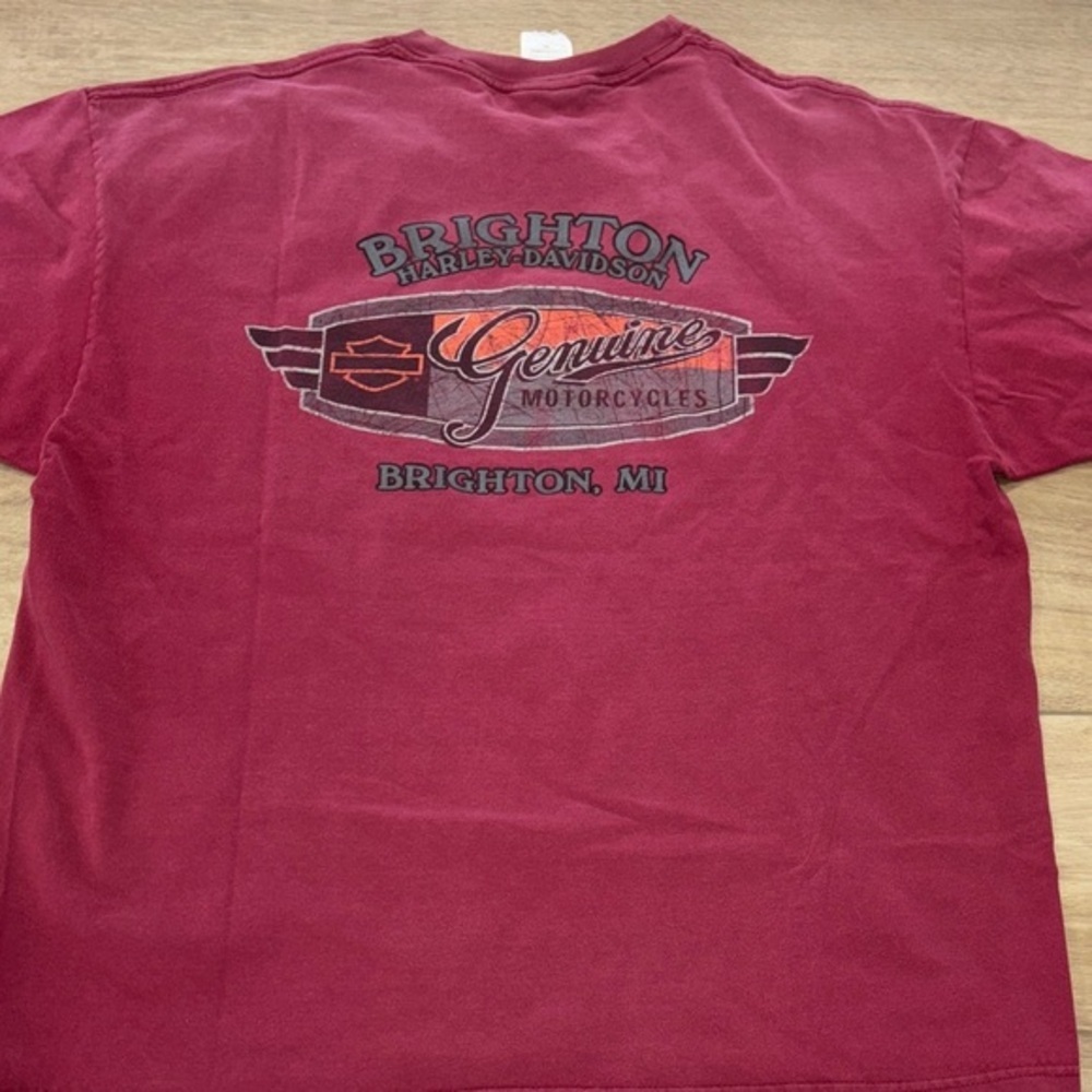 Harley-Davidson Men's Burgundy T-Shirt Brighton Michigan size XLarge